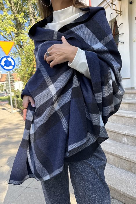 Szal wełniany Krata Blue